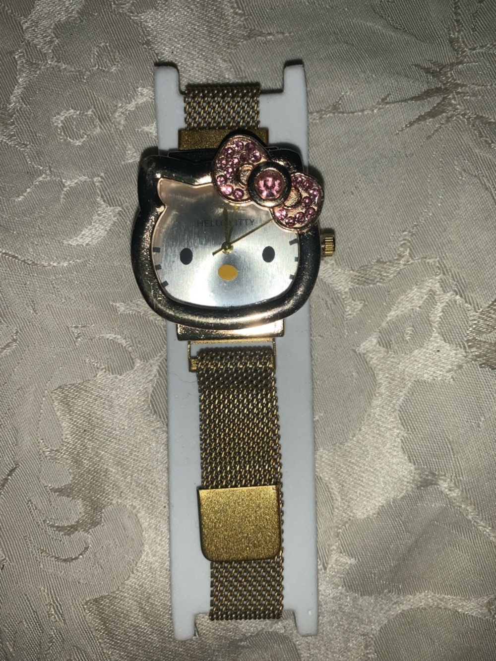 Hello Kitty Gold Watch with Pink Crystal Bow